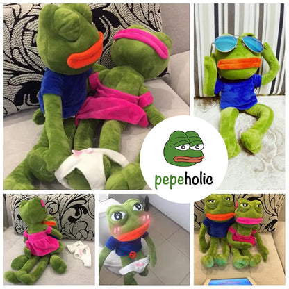 Sad Pepe Frog Plush with Removable Clothes and Panties