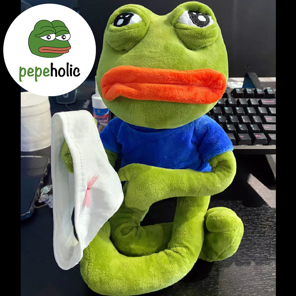 Sad Pepe Frog Plush with Removable Clothes and Panties