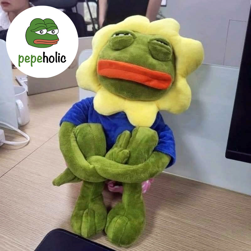 75cm Pepe The Frog Plush Toy with Sunflower Hat