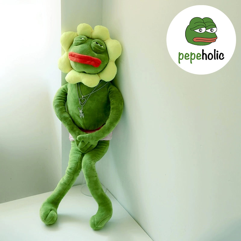 75cm Pepe The Frog Plush Toy with Sunflower Hat