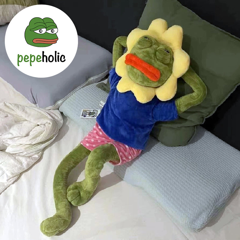 75cm Pepe The Frog Plush Toy with Sunflower Hat