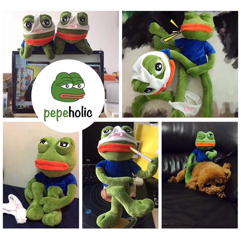 Sad Pepe Frog Plush with Removable Clothes and Panties